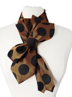 Black & Gold Polka Dot Bow Scarf - Women Accessories